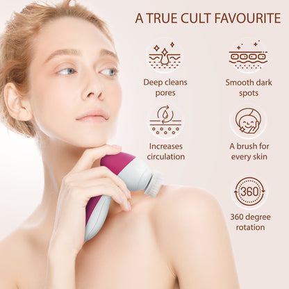 Facial brush 5 in 1, Rubellite