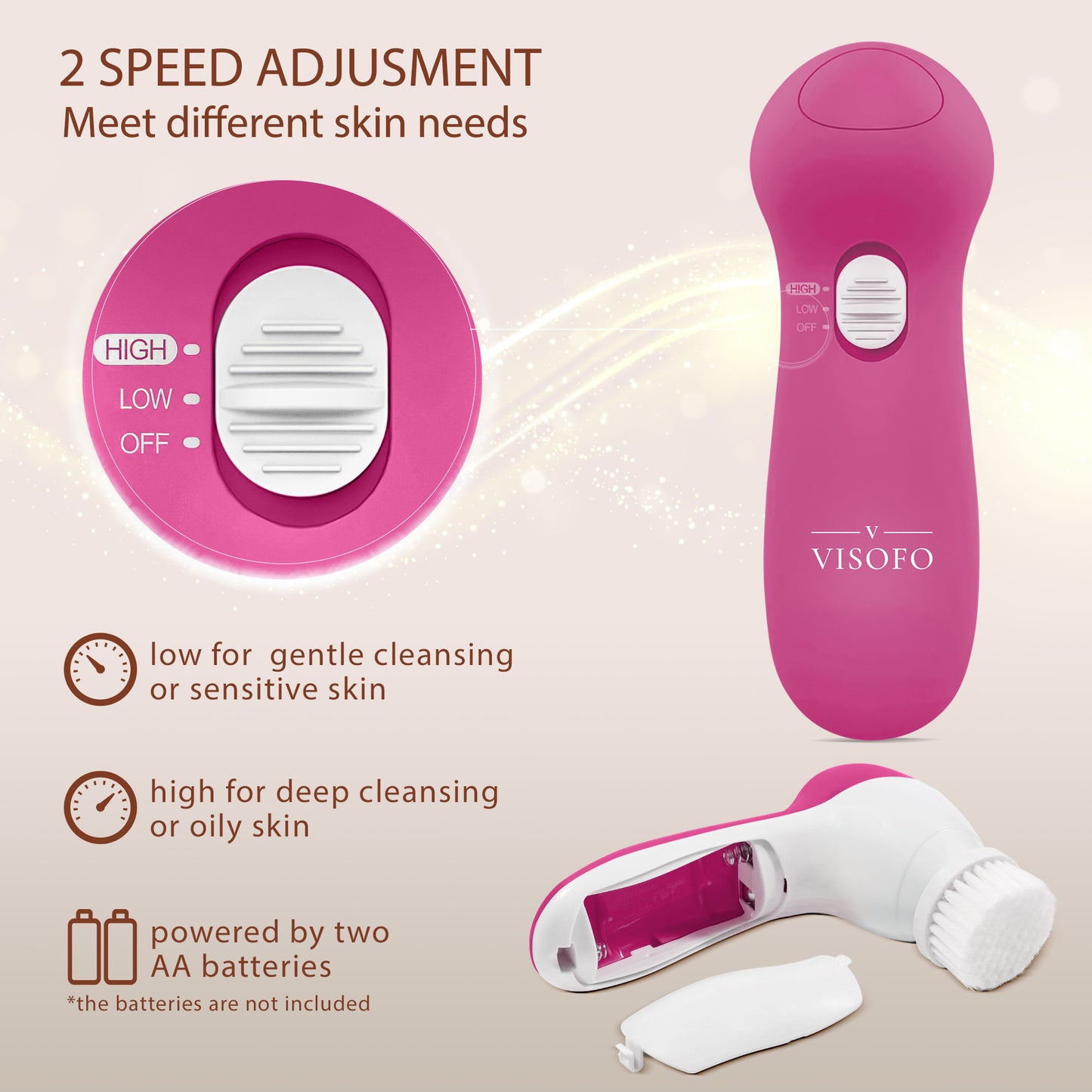 Facial brush 5 in 1, Rubellite