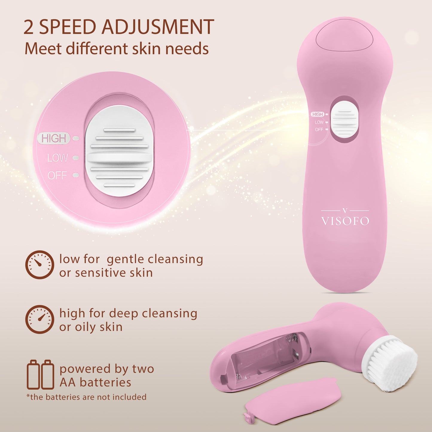 Facial brush 5 in 1, Rosequartz