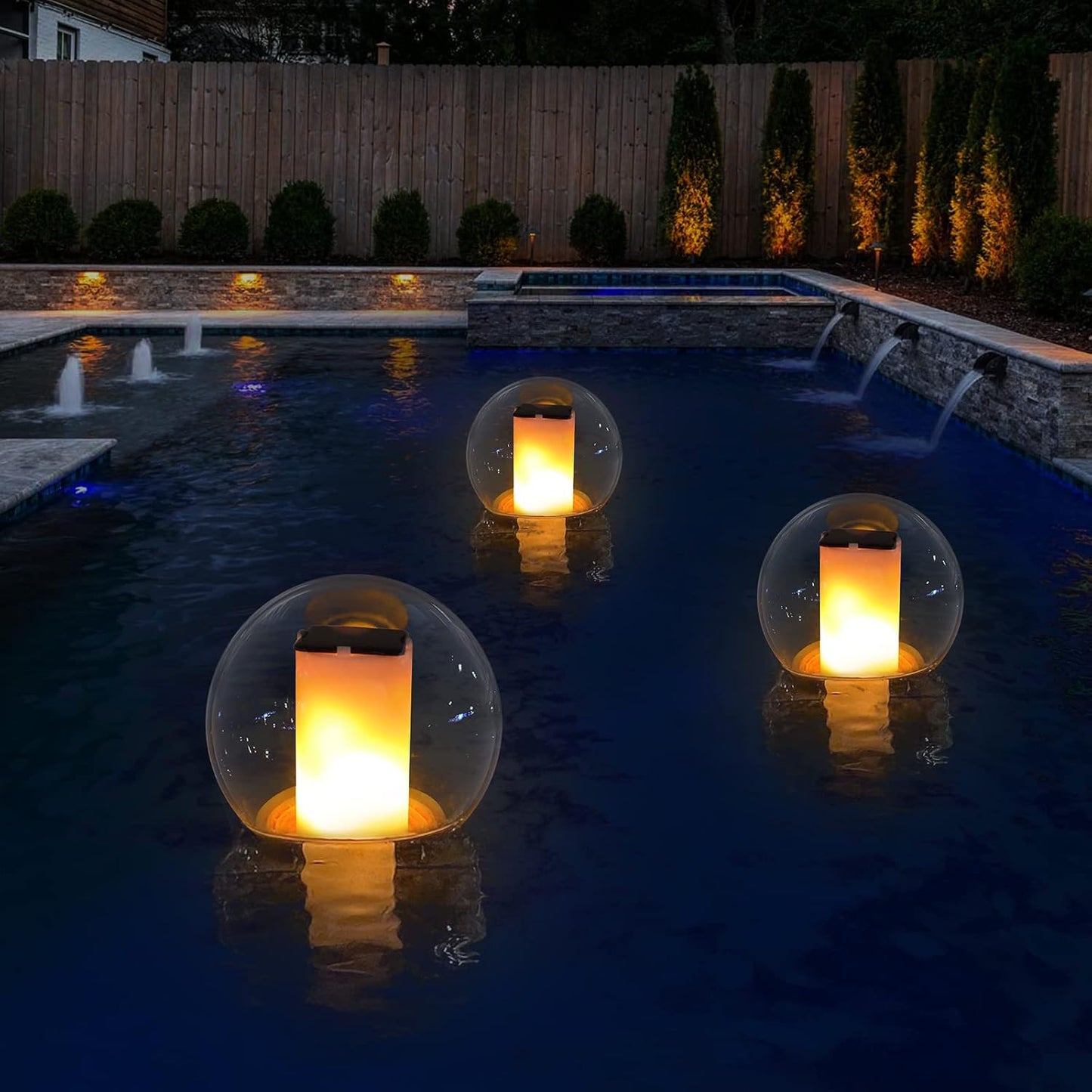 Solar Floating Pool Lights for Swimming Pool, Flame Led Lamp, 1 pcs