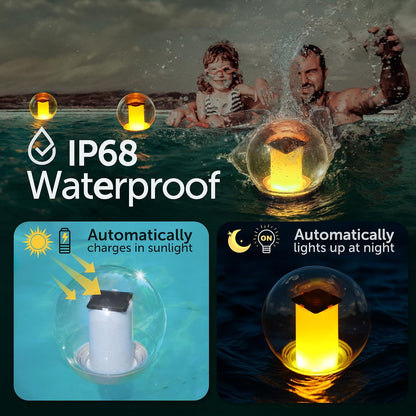 Solar Floating Pool Lights for Swimming Pool, Flame Led Lamp, 1 pcs