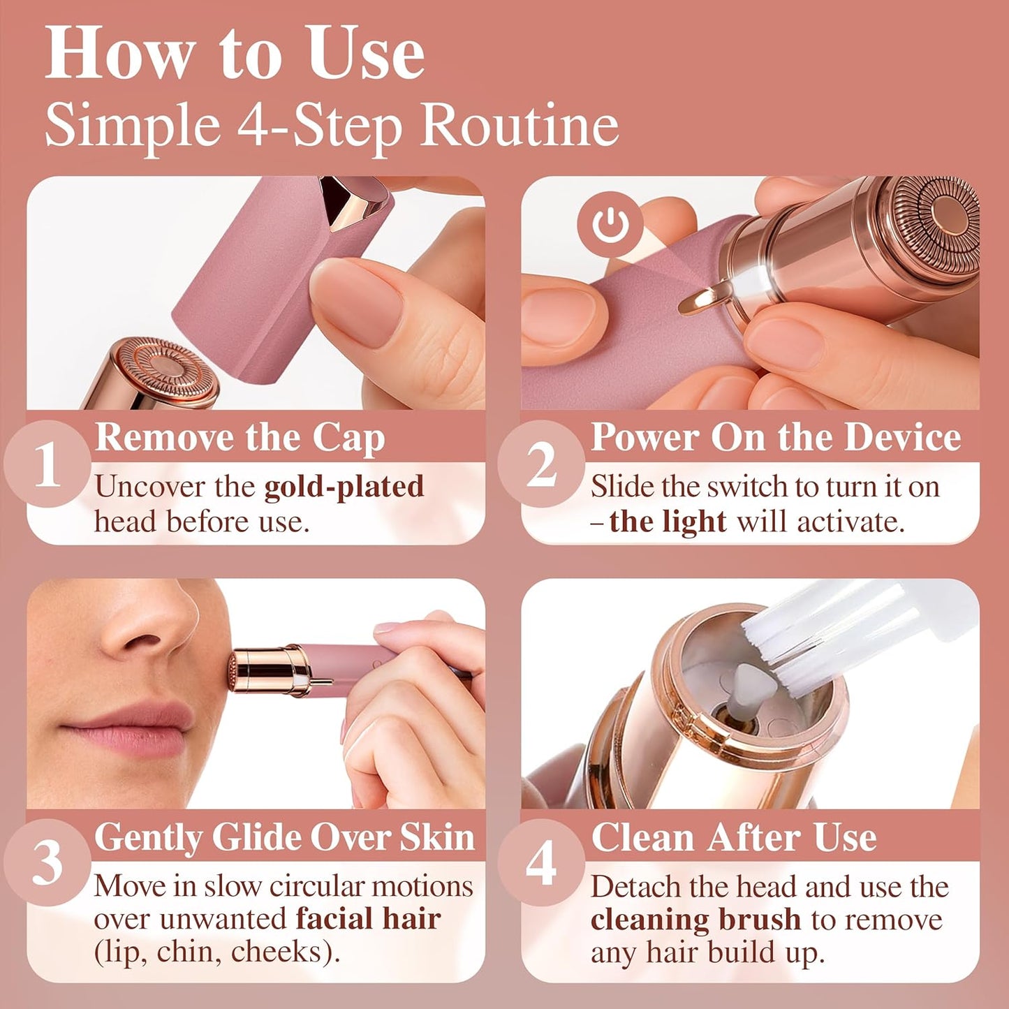 Gen 2 Facial Hair Removal for Women, pink