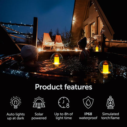 Solar Floating Pool Lights for Swimming Pool, Flame Led Lamp, 1 pcs